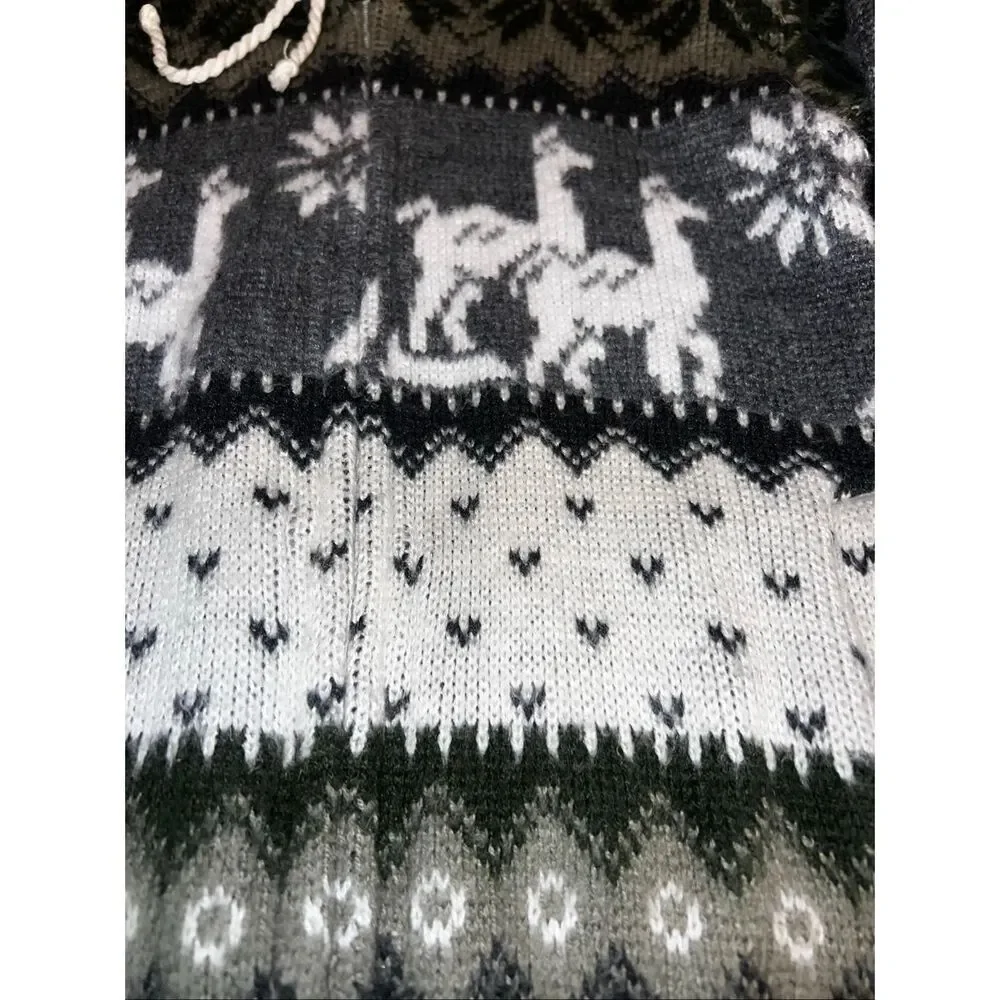 Tejidos Ruminahui Gray White Alpaca wool Hoodie Zip Jacket Kids Size 4 warm
